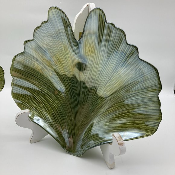 Set of 2 Green Vietri Iridescent Abstract Bowls/Candy Dish Made in Turkey - Picture 4 of 12